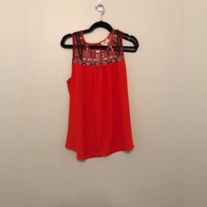 Perch Red shear pattern neck Blouse Size 3XL